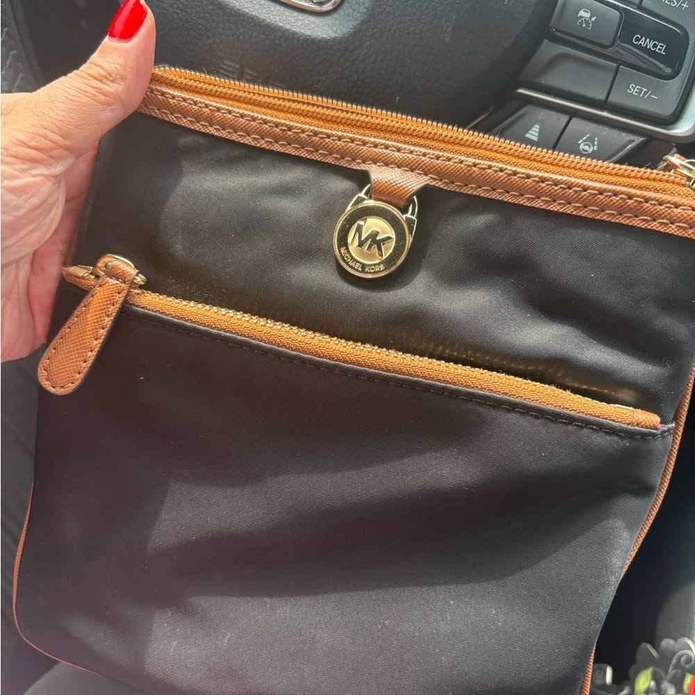 Michael Kors Black and Tan Crossbody Bag